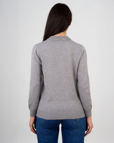 Maglia polo con colletto gioiello