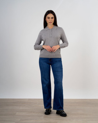 Maglia polo con colletto gioiello