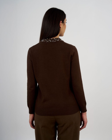 Maglia polo con colletto gioiello