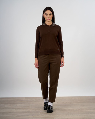 Maglia polo con colletto gioiello