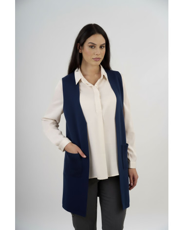 Gilet lungo in maglia con tasche