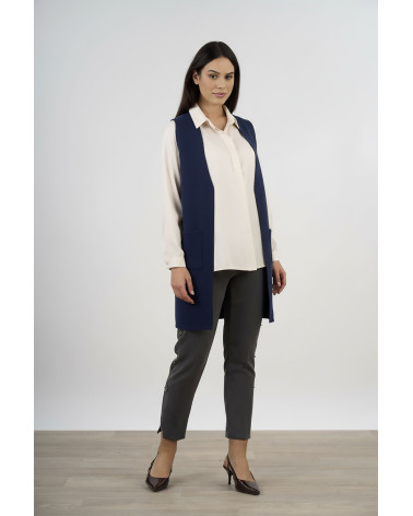 Gilet lungo in maglia con tasche