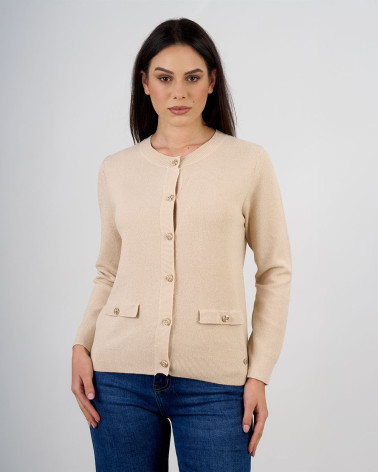 Cardigan con tasche e bottoni decorativi
