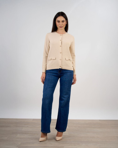 Cardigan con tasche e bottoni decorativi