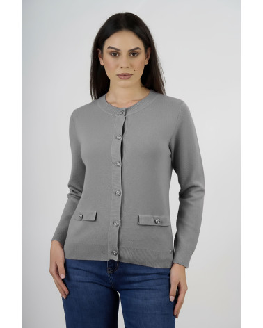 Cardigan con tasche e bottoni decorativi