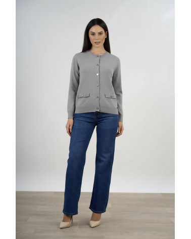 Cardigan con tasche e bottoni decorativi