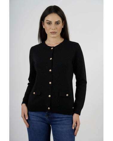 Cardigan con tasche e bottoni decorativi