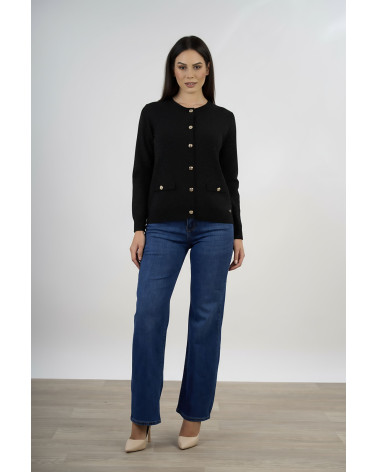 Cardigan con tasche e bottoni decorativi