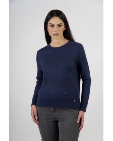Maglia a righe con lavorazione in paillettes