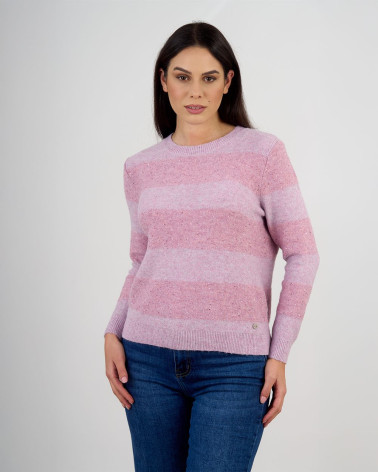 Maglia a righe con lavorazione in paillettes