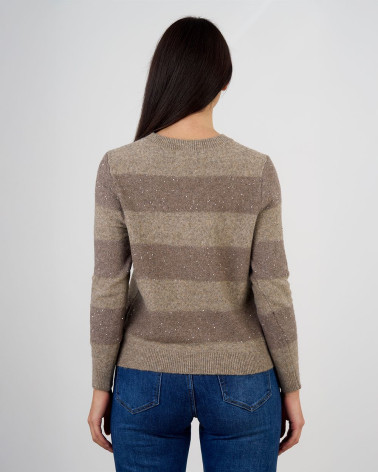 Maglia a righe con lavorazione in paillettes