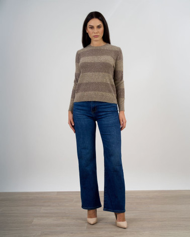 Maglia a righe con lavorazione in paillettes