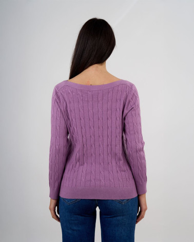 Maglia con scollo ampio e inserti gioiello