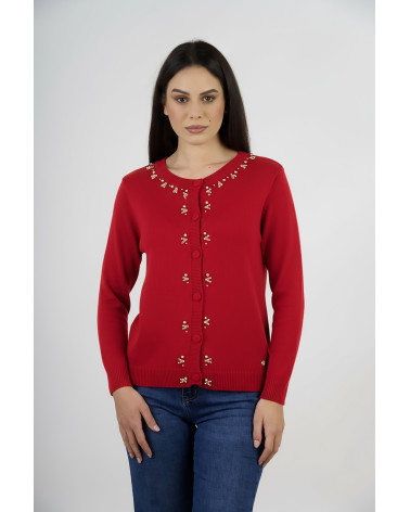 Cardigan con decorazioni gioiello e bottoni tono s