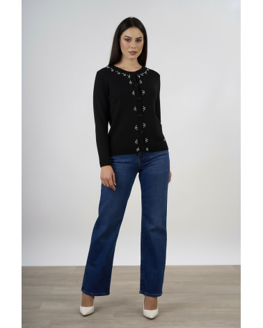 Cardigan con decorazioni gioiello e bottoni tono s