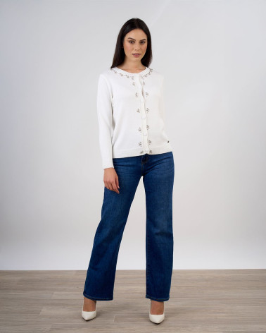 Cardigan con decorazioni gioiello e bottoni tono s