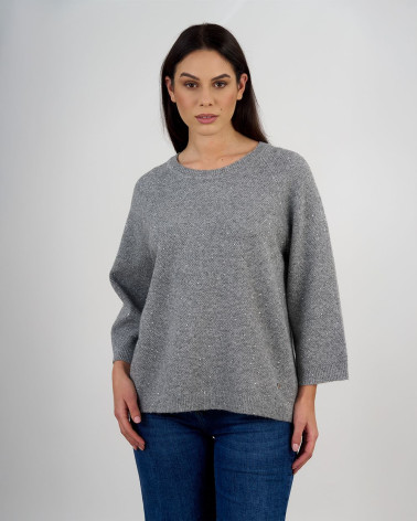 Maglia con dettagli luminosi e maniche tre quarti