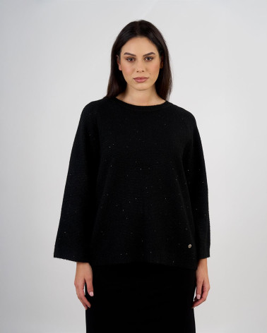 Maglia con dettagli luminosi e maniche tre quarti