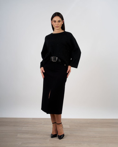 Maglia con dettagli luminosi e maniche tre quarti