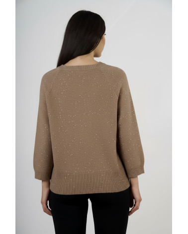 Maglia con dettagli luminosi e maniche tre quarti