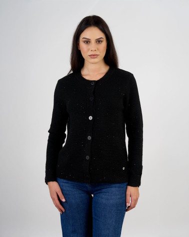 Cardigan con lavorazione a micro paillettes