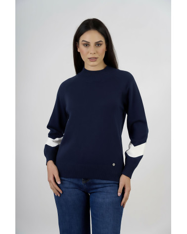 Maglia con maniche a contrasto e collo a coste