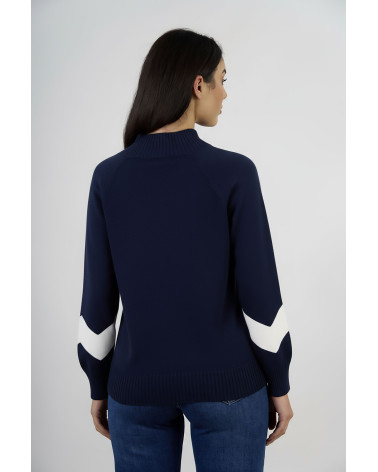 Maglia con maniche a contrasto e collo a coste