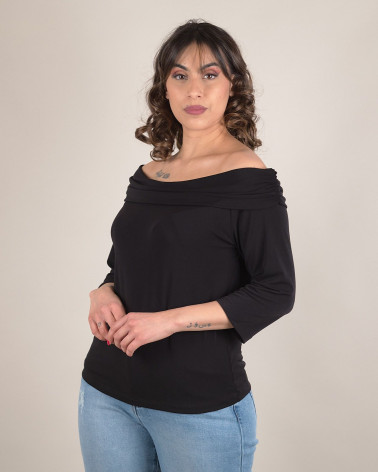 Maglia in jersey con scollo a barca