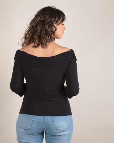 Maglia in jersey con scollo a barca