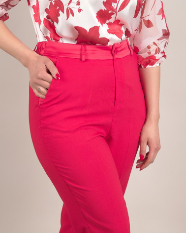 Pantaloni rossi classici con bustino in raso