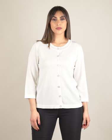 Cardigan in filo misto viscosa con dettagli lurex