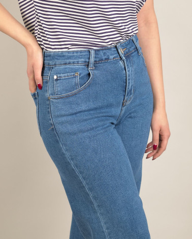 Jeans wide leg con maxi risvolto