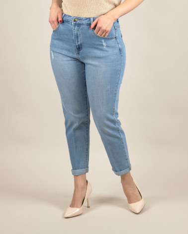 Jeans con risvolto in denim elasticizzato