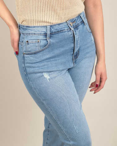 Jeans con risvolto in denim elasticizzato