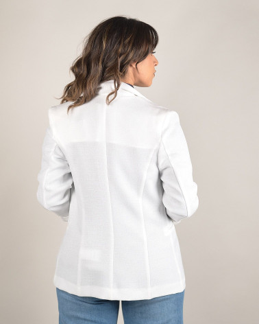 Giacca aperta in piquè panna