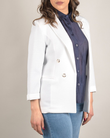 Giacca aperta in piquè panna
