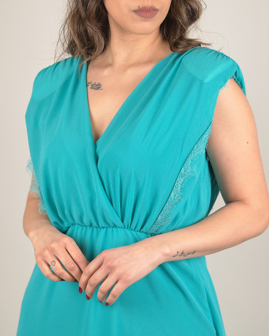 Abito lungo in chiffon con incrocio davanti