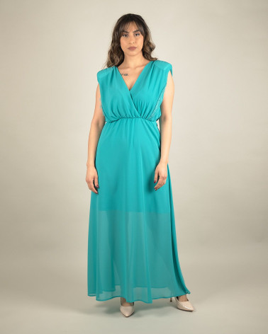 Abito lungo in chiffon con incrocio davanti