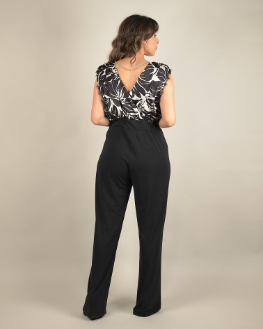 Tuta palazzo in fantasia e pizzo