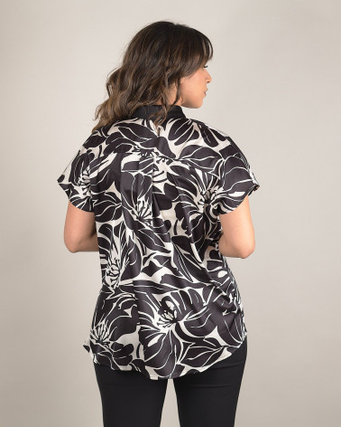 Camicia in raso fantasia floreale