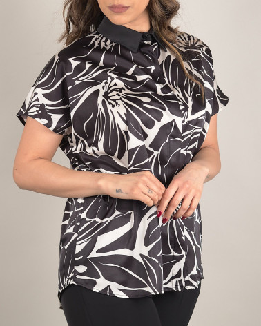 Camicia in raso fantasia floreale