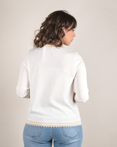 Cardigan in filo con bordi a contrasto