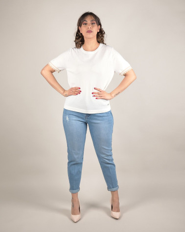 Maglia in filo con bordi a contrasto