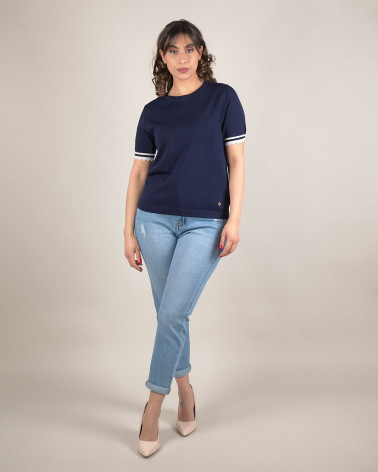 Maglia in filo con bordi a contrasto