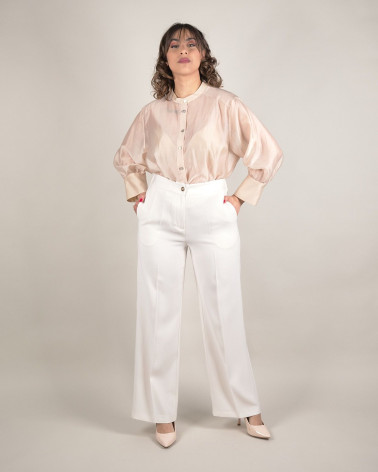 Pantaloni eleganti beige a palazzo 