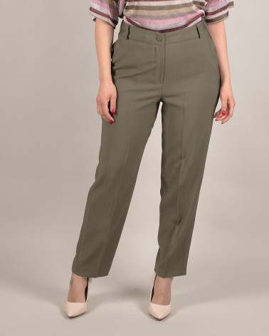Pantaloni eleganti in viscosa verde oliva