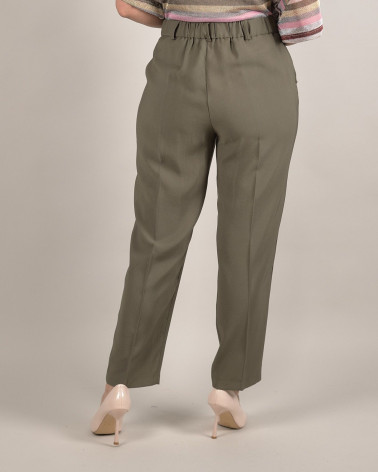 Pantaloni eleganti in viscosa verde oliva