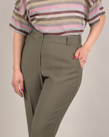Pantaloni eleganti in viscosa verde oliva