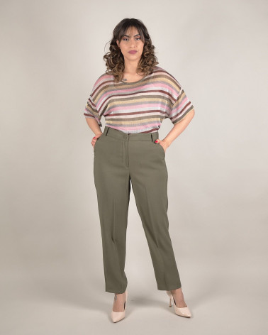 Pantaloni eleganti in viscosa verde oliva