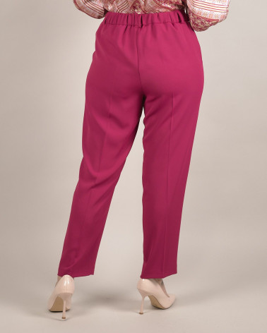 Pantaloni dritti in cady bordeaux con vita alta